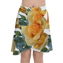 Roses Yellow Flowers Fragrant Chiffon Wrap Front Skirt by Pakrebo