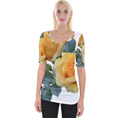 Roses Yellow Flowers Fragrant Wide Neckline Tee