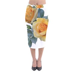 Roses Yellow Flowers Fragrant Velvet Midi Pencil Skirt by Pakrebo