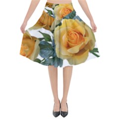 Roses Yellow Flowers Fragrant Flared Midi Skirt by Pakrebo