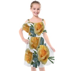 Roses Yellow Flowers Fragrant Kids  Cut Out Shoulders Chiffon Dress