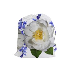 Flowers Camellia Bluebells Fragrant Drawstring Pouch (large) by Pakrebo