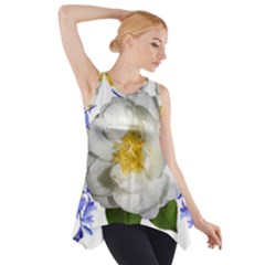 Flowers Camellia Bluebells Fragrant Side Drop Tank Tunic by Pakrebo