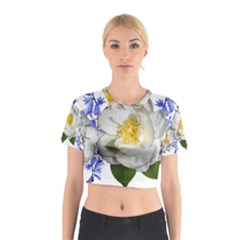 Flowers Camellia Bluebells Fragrant Cotton Crop Top by Pakrebo