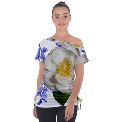 Flowers Camellia Bluebells Fragrant Tie-up Tee by Pakrebo