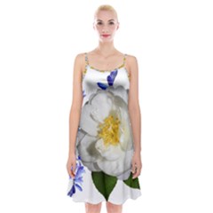 Flowers Camellia Bluebells Fragrant Spaghetti Strap Velvet Dress