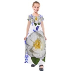 Flowers Camellia Bluebells Fragrant Kids  Short Sleeve Maxi Dress by Pakrebo