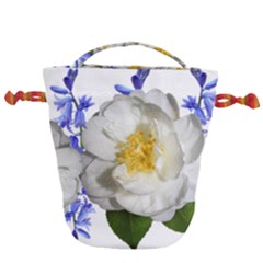 Flowers Camellia Bluebells Fragrant Drawstring Bucket Bag by Pakrebo