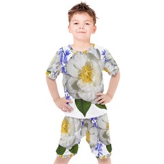 Flowers Camellia Bluebells Fragrant Kids  Tee And Shorts Set by Pakrebo