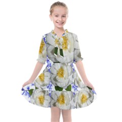 Flowers Camellia Bluebells Fragrant Kids  All Frills Chiffon Dress by Pakrebo