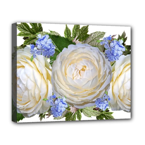 Roses Flowers Plumbago Arrangement Deluxe Canvas 20  X 16  (stretched) by Pakrebo