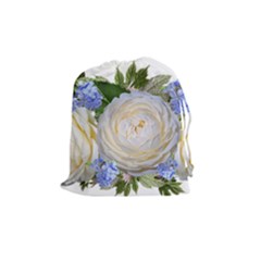 Roses Flowers Plumbago Arrangement Drawstring Pouch (medium) by Pakrebo