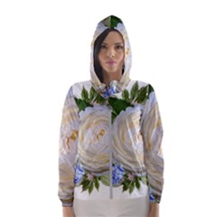 Roses Flowers Plumbago Arrangement Women s Hooded Windbreaker