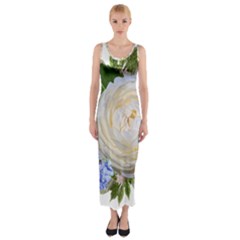 Roses Flowers Plumbago Arrangement Fitted Maxi Dress by Pakrebo