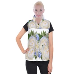 Roses Flowers Plumbago Arrangement Women s Button Up Vest