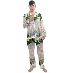 Roses Flowers Plumbago Arrangement Men s Satin Pajamas Long Pants Set by Pakrebo