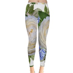 Roses Flowers Plumbago Arrangement Inside Out Leggings by Pakrebo