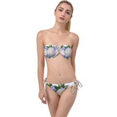 Roses Flowers Plumbago Arrangement Twist Bandeau Bikini Set by Pakrebo