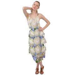 Roses Flowers Plumbago Arrangement Layered Bottom Dress by Pakrebo