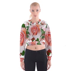 Roses Flowers Berries Arrangement Cropped Sweatshirt