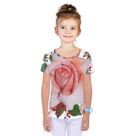 Roses Flowers Berries Arrangement Kids  One Piece Tee by Pakrebo