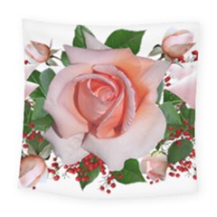 Roses Flowers Berries Arrangement Square Tapestry (large)