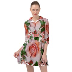 Roses Flowers Berries Arrangement Mini Skater Shirt Dress