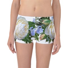 Rose White Flower Plumbago Boyleg Bikini Bottoms by Pakrebo