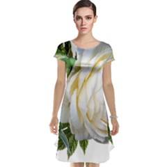 Rose White Flower Plumbago Cap Sleeve Nightdress by Pakrebo