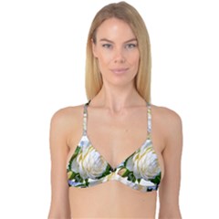 Rose White Flower Plumbago Reversible Tri Bikini Top by Pakrebo