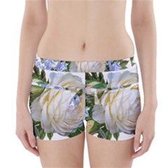 Rose White Flower Plumbago Boyleg Bikini Wrap Bottoms by Pakrebo