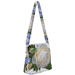 Rose White Flower Plumbago Zipper Messenger Bag by Pakrebo