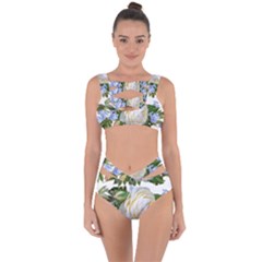 Rose White Flower Plumbago Bandaged Up Bikini Set  by Pakrebo