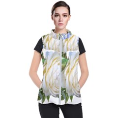 Rose White Flower Plumbago Women s Puffer Vest