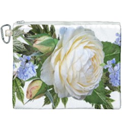 Rose White Flower Plumbago Canvas Cosmetic Bag (xxxl) by Pakrebo