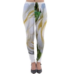 Rose White Flower Plumbago Lightweight Velour Leggings by Pakrebo