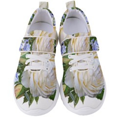 Rose White Flower Plumbago Women s Velcro Strap Shoes by Pakrebo