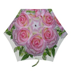 Roses Pink Flowers Perfume Leaves Mini Folding Umbrellas by Pakrebo