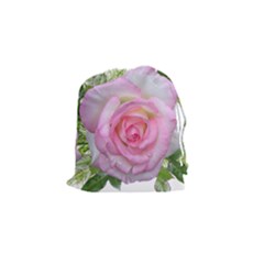 Roses Pink Flowers Perfume Leaves Drawstring Pouch (small) by Pakrebo