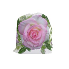 Roses Pink Flowers Perfume Leaves Drawstring Pouch (large) by Pakrebo