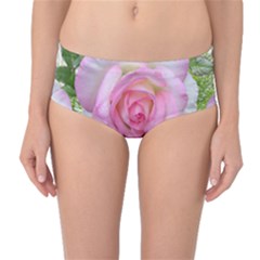 Roses Pink Flowers Perfume Leaves Mid-waist Bikini Bottoms by Pakrebo