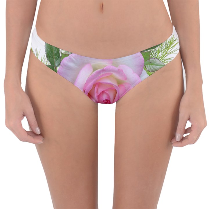 Roses Pink Flowers Perfume Leaves Reversible Hipster Bikini Bottoms