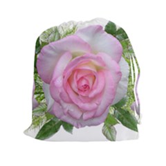 Roses Pink Flowers Perfume Leaves Drawstring Pouch (xxl) by Pakrebo