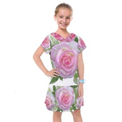 Roses Pink Flowers Perfume Leaves Kids  Drop Waist Dress by Pakrebo