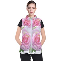 Roses Pink Flowers Perfume Leaves Women s Puffer Vest by Pakrebo