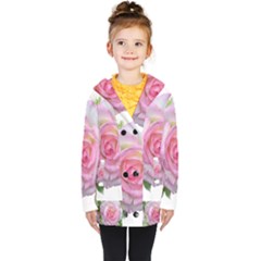 Roses Pink Flowers Perfume Leaves Kids  Double Breasted Button Coat by Pakrebo