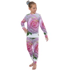 Roses Pink Flowers Perfume Leaves Kids  Long Sleeve Set  by Pakrebo