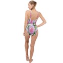 Roses Pink Flowers Perfume Leaves High Neck One Piece Swimsuit View2