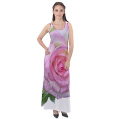 Roses Pink Flowers Perfume Leaves Sleeveless Velour Maxi Dress by Pakrebo