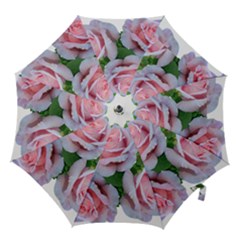 Roses Pink Flowers Leaves Hook Handle Umbrellas (small) by Pakrebo